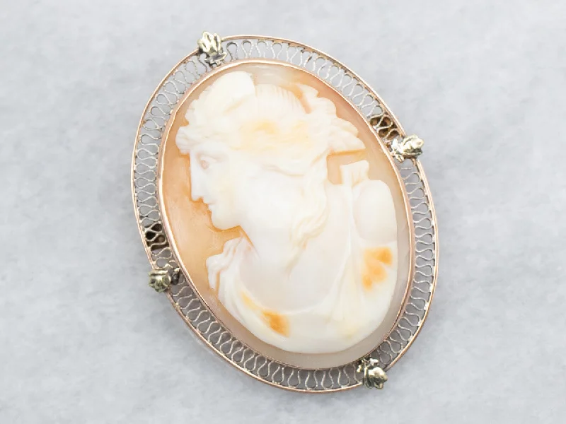 Zodiac sign brooches-Vintage Gold Cameo Brooch