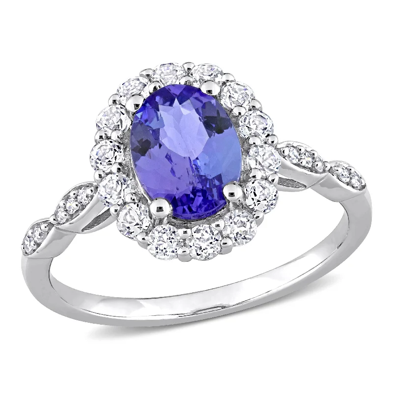 Hand-bright rings-Mimi & Max 1 7/8ct TGW Tanzanite White Topaz Diamond Accent Ring 14k White Gold