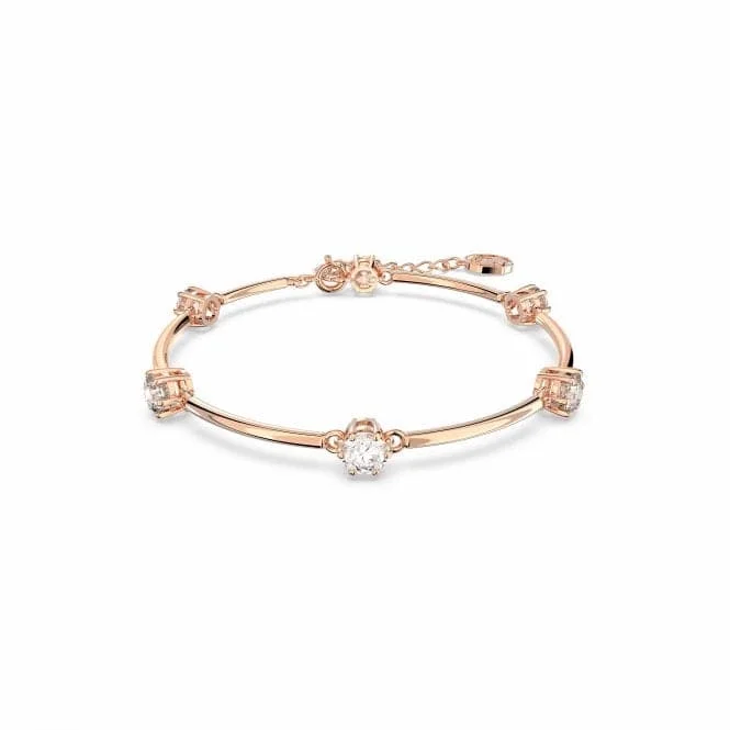 Pinch clasp bracelets-Swarovski Constella Rose Gold-Tone Plated round Cut Bangle 5654495