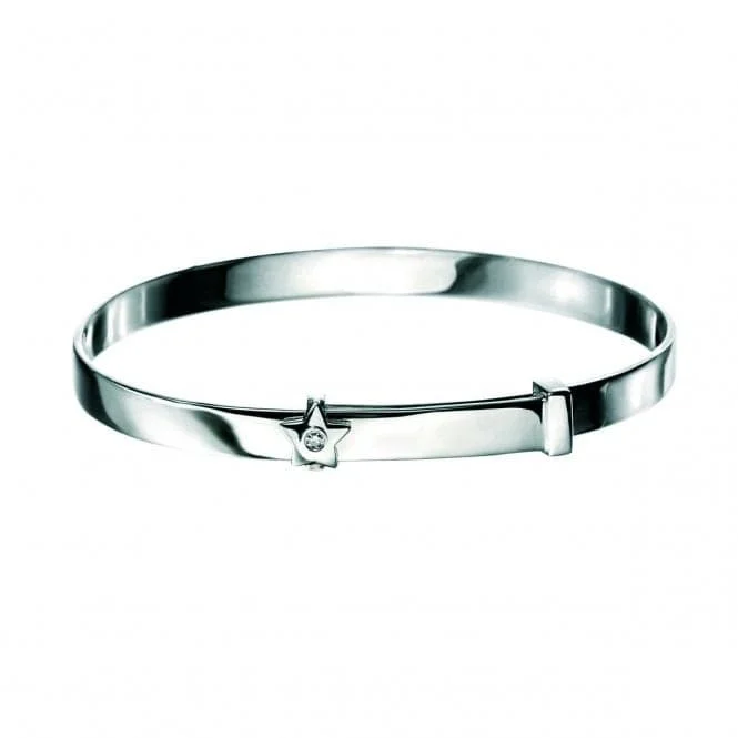 Raven feather bracelets-Sterling Silver Star Baby Bangle B772