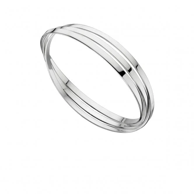 Bold stone bracelets-Elements Silver Triple Russian Wedding Bangle B4587