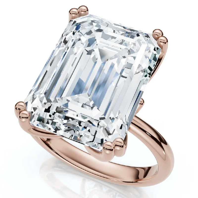 Whimsical rings-Certified 10Ct Emerald Cut Diamond Solitaire Engagement Ring 14k Gold Lab Grown