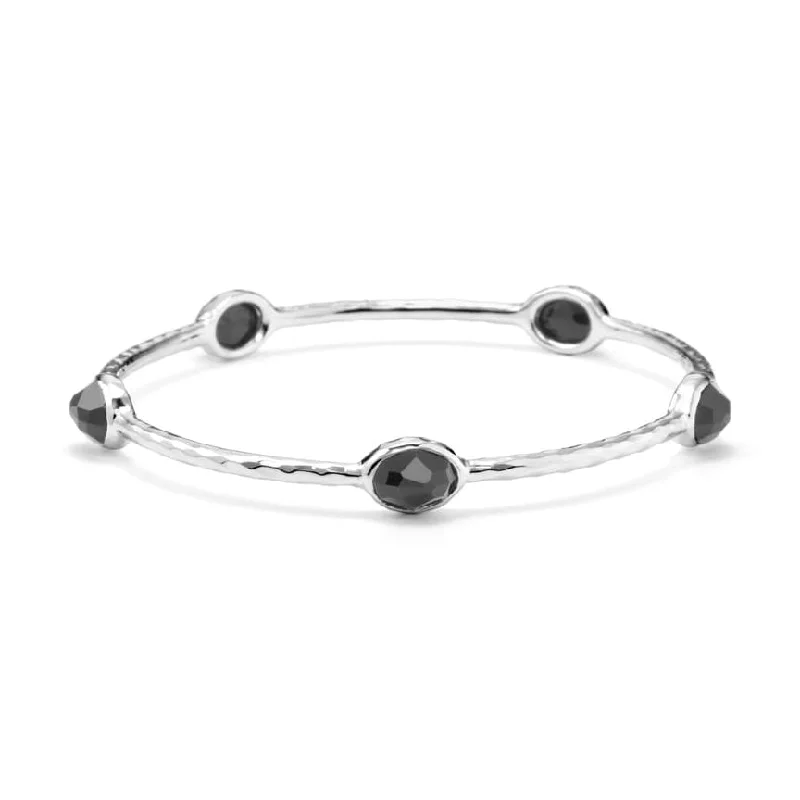 Reef knot bangles-IPPOLITA Rock Candy® Sterling Silver Five Stone Bangle in Hematite and Clear Quartz Doublet