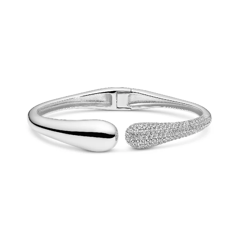 Ripple bead bangles-Sterling Silver Goccia Bangle SJ-BG2581-CZ