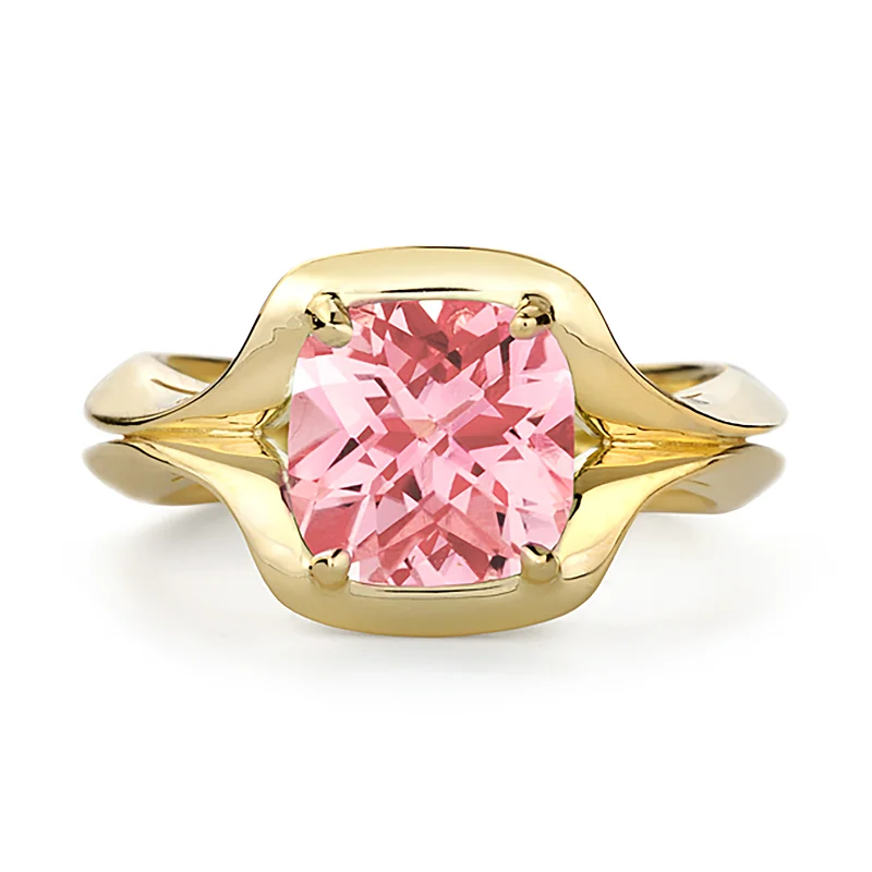 Slim rose rings-Duet Pink Tourmaline and Yellow Gold Ring