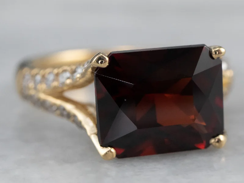 Hope charm rings-Pyrope Garnet and Diamond 18K Gold Ring