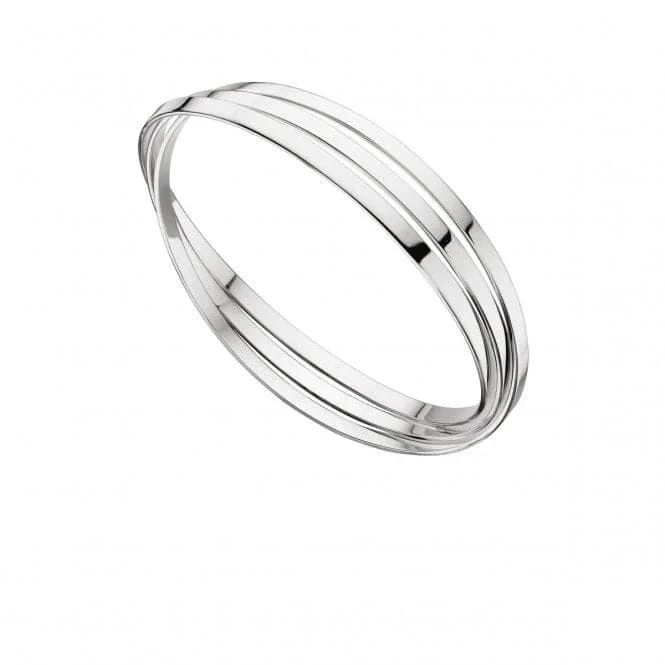 Subtle accent bracelets-Beginnings Sterling Silver Triple Russian Wedding Flat Bands Bangle B4587