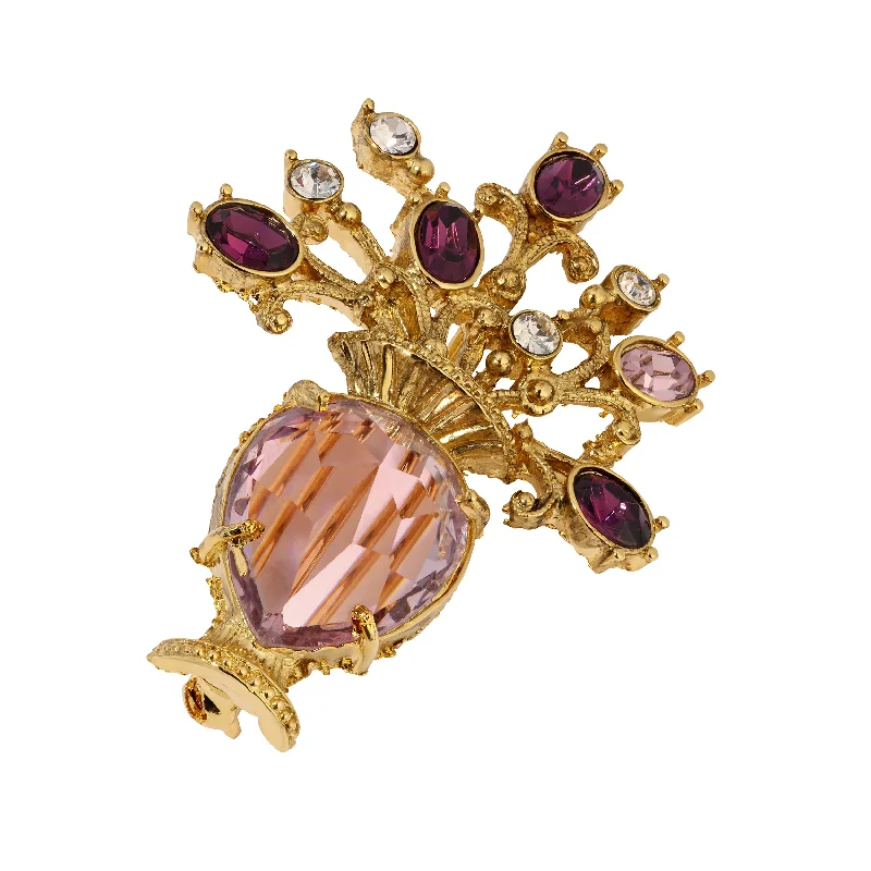 Art deco brooches-1928 Jewelry Imperial Amethyst Flower Crystal Vase Brooch