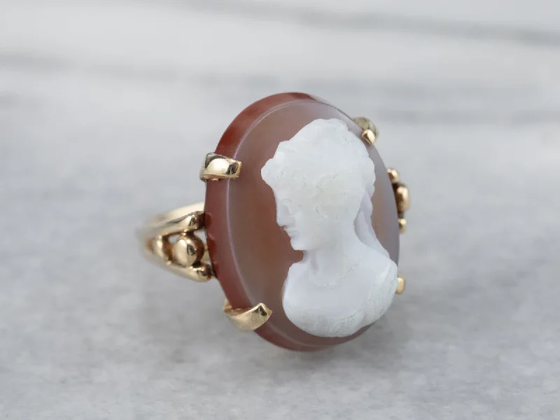 Old flair rings-Sardonyx Cameo Yellow Gold Ring