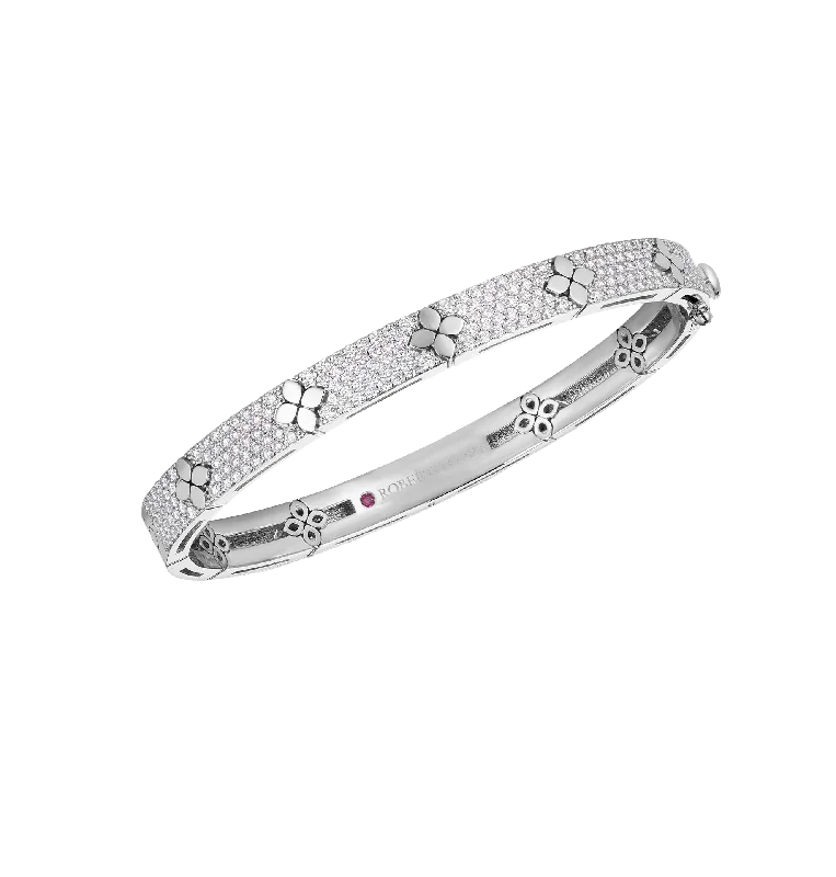 Cotton thread bangles-Roberto Coin Love in Verona White Gold Bangle with Diamonds