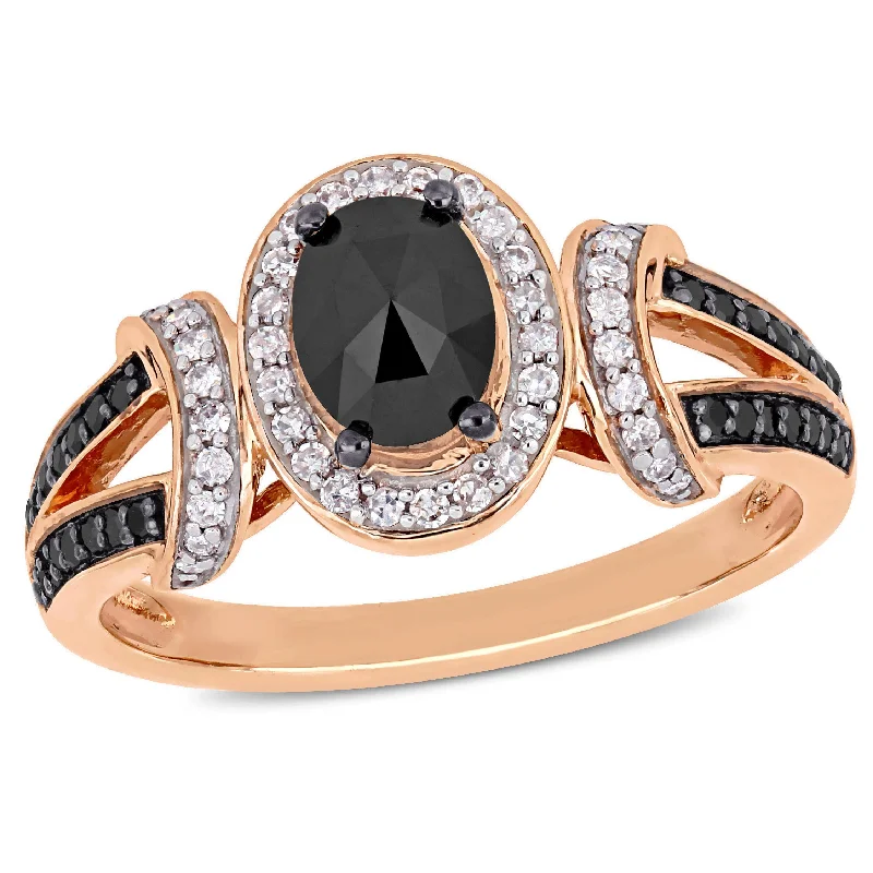 Bright modern rings-Mimi & Max 1ct TW Black White Split Shank Ring 10k Rose Gold