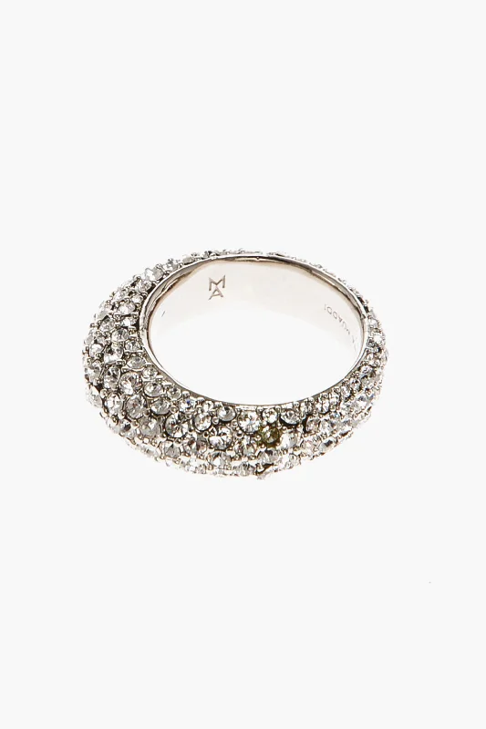 Fiber edge rings-Amina Muaddi All-Over Rhinestone Silver Cameron Ring