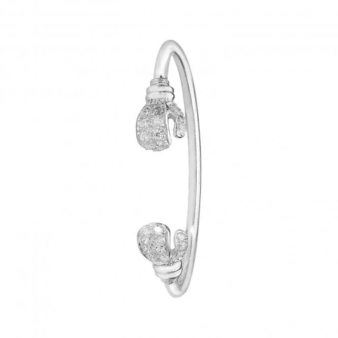 Flow pattern bracelets-Acotis Silver Boxing Glove with Zirconia Stones Bangle G4034CZ