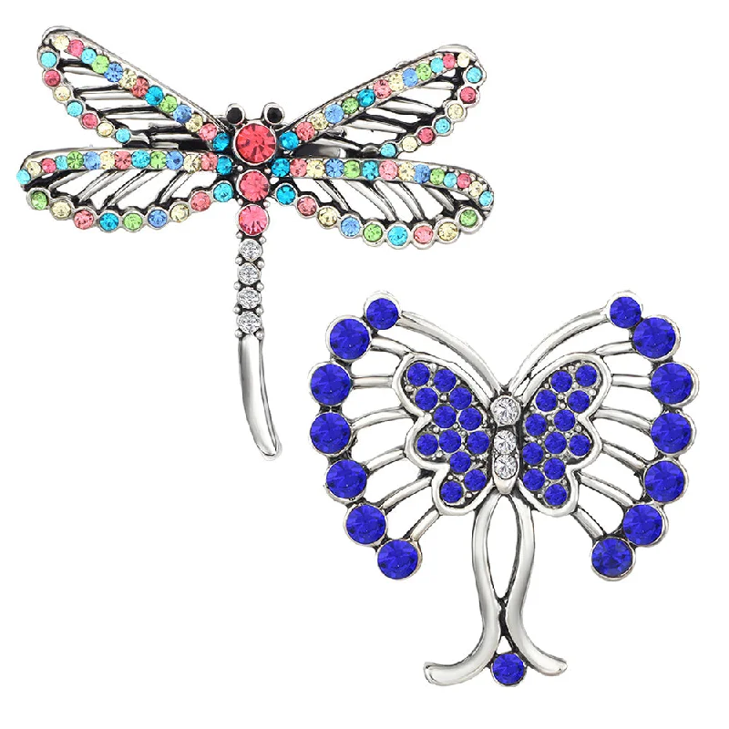 Rustic wooden brooches-Mahi Combo of Butterfly Shaped Wedding Brooch / Lapel Pin with Multicolor Crystals for Women (CO1105465R)