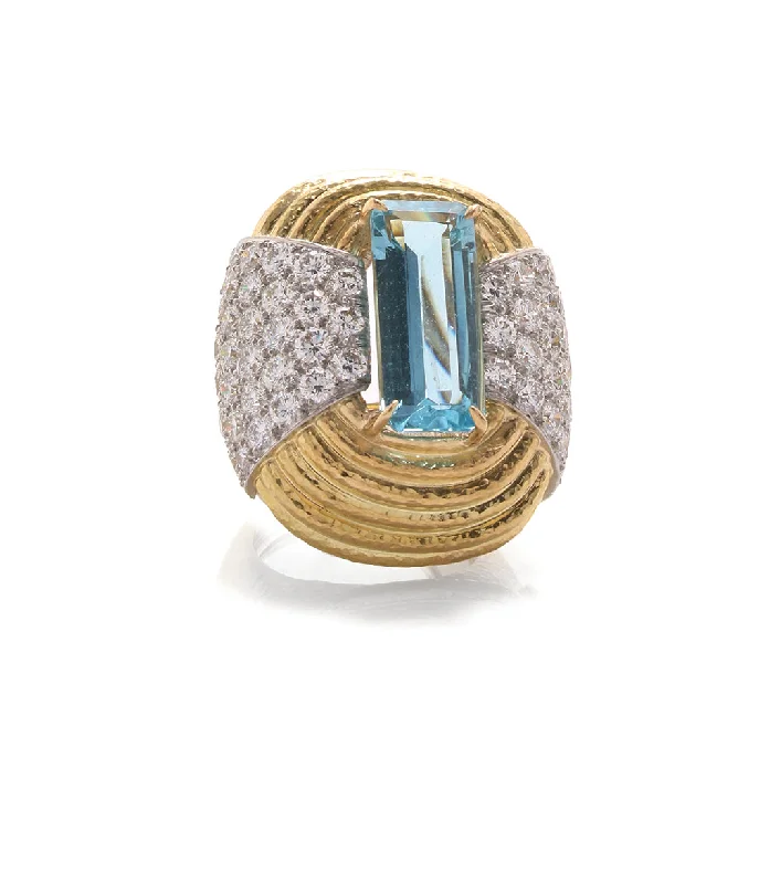 Twist knot rings-Aquamarine Oval Ring