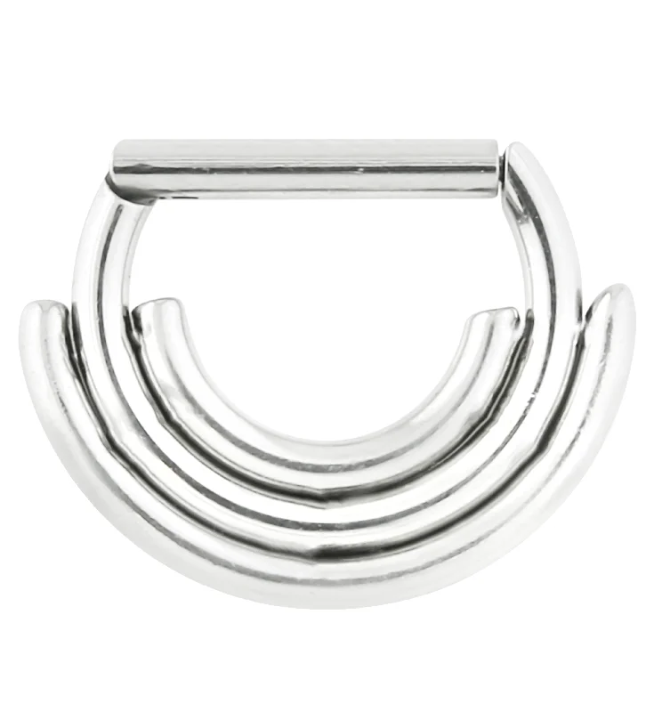 Lily rings-Triple Curve Stainless Steel Straight Hinged Segment Ring