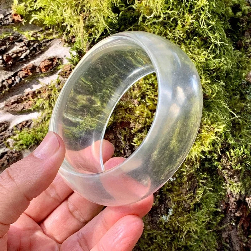 Fine link bracelets-Vintage Transparent Lucite Bangle Freeform Design