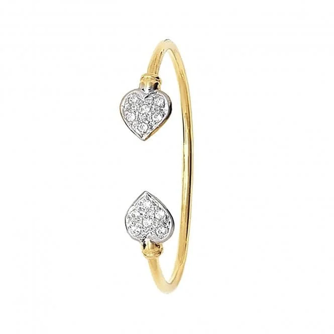 Ruby bead bangles-9ct Yellow Gold Baby Heart Bangle with Zirconia Stones BN323CZ