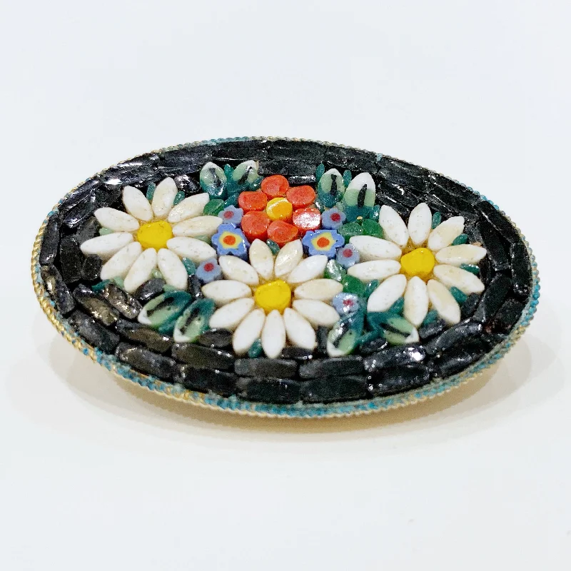 Leather accent brooches-Estate Collection Brooch - Micro Mosaic Italian Design