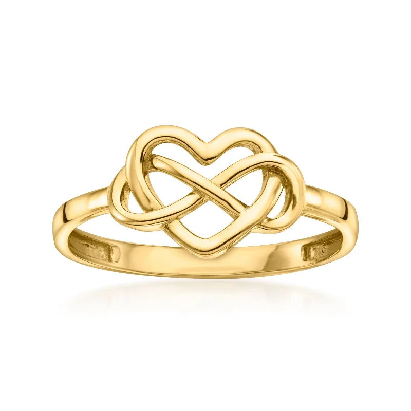 Bold geometric rings-Canaria 10kt Yellow Gold Infinity Heart Ring