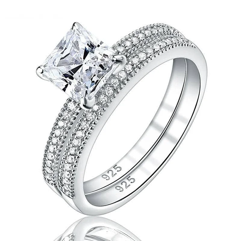 Reef knot rings-1.3 Ct Princess Cut Diamond Ring Set