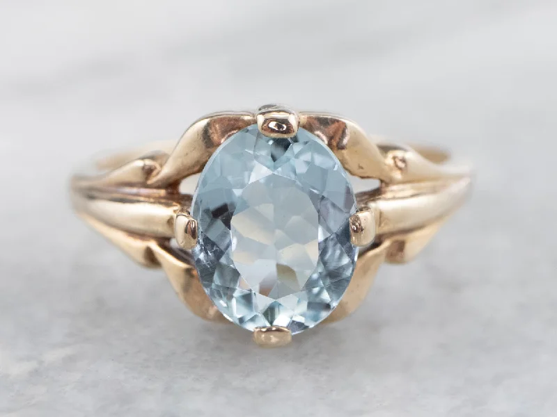 Small star rings-Retro Era Aquamarine Gold Ring