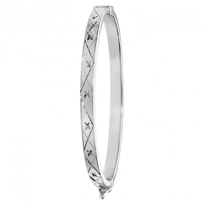 Small star bracelets-Acotis Silver Bangle Maidens Oval Dia Cut Hinged G4283