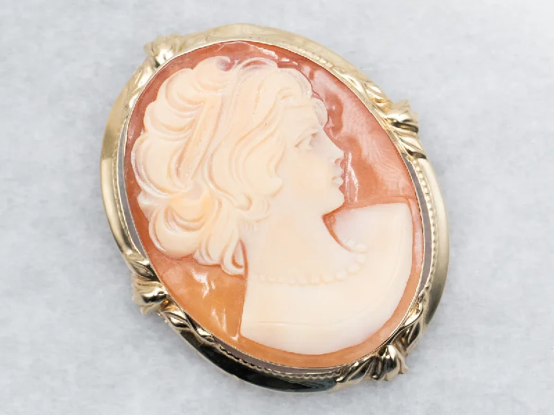 Mixed metal brooches-Mid-Century Cameo Brooch or Pendant