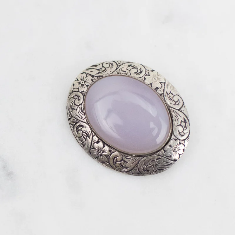 Bamboo style brooches-Estate Collection Brooch - Vintage Chalcedony Stone