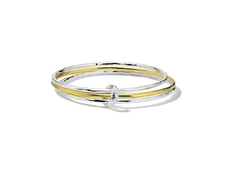 Hope charm bangles-IPPOLITA Chimera Sterling Silver and 18K Yellow Gold Mix Texture Bangle Set