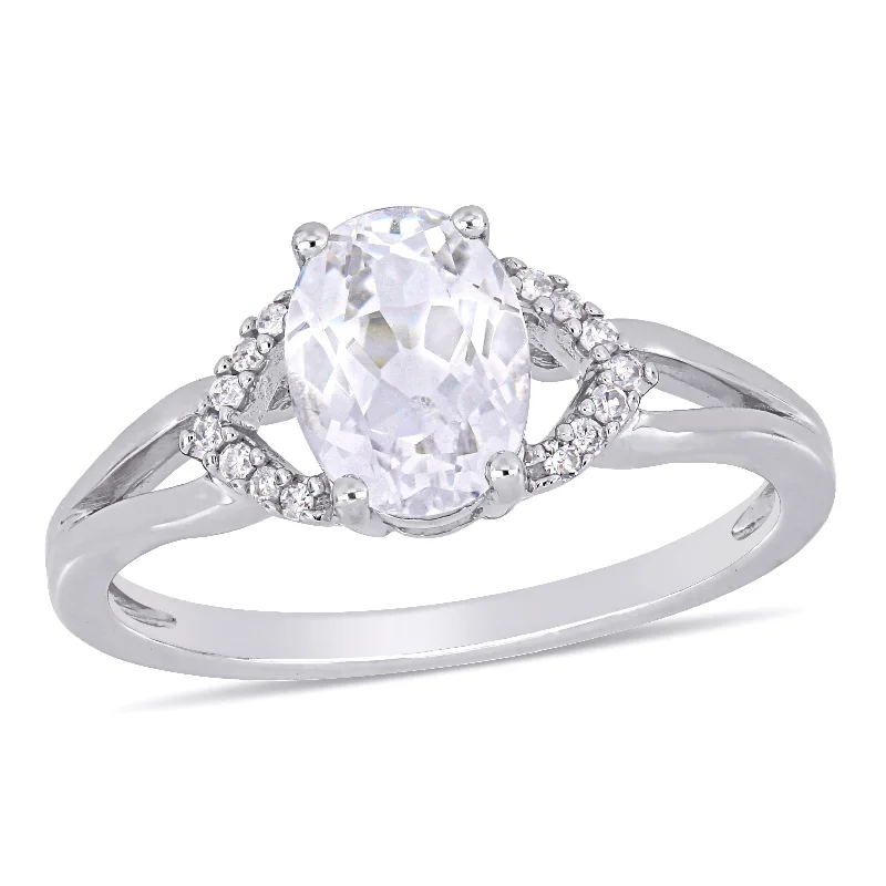 Pure star rings-Mimi & Max 2ct TGW Created White Sapphire Diamond Accent Engagement Ring 10k White Gold