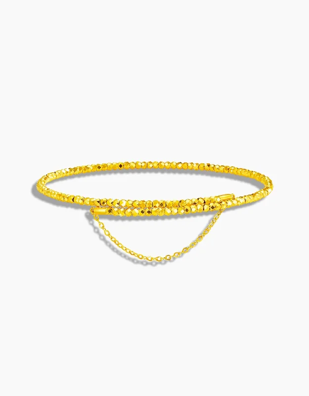 Chiseled letter bangles-LVC 9IN Helena 999 Gold Bangle