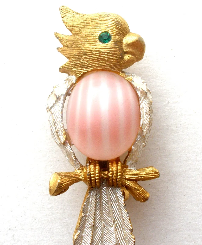 Swarovski crystal brooches-JJ Pink Jelly Belly Parrot Bird Pin Brooch Vintage