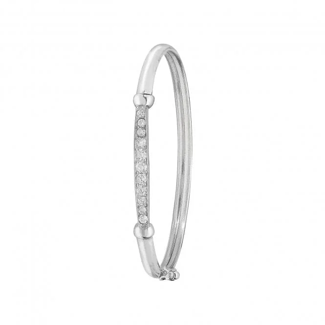 Bold geometric bangles-Acotis Silver Babies Oval Zirconia Bangle G4209CZ