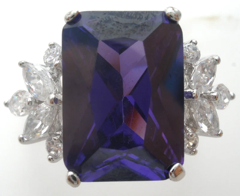 Graceful art rings-Statement Purple Cubic Zirconia Ring Size 8