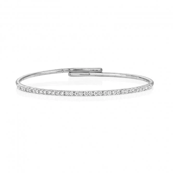 Stone strand bracelets-Diamond Jewellery 9ct White Gold Diamond Flexi Bangle BDQ113W