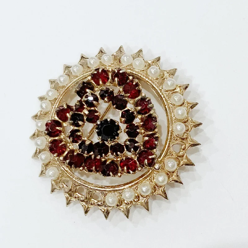 Bold statement brooches-Estate Collection Brooch - Bohemian Pearl & Garnet