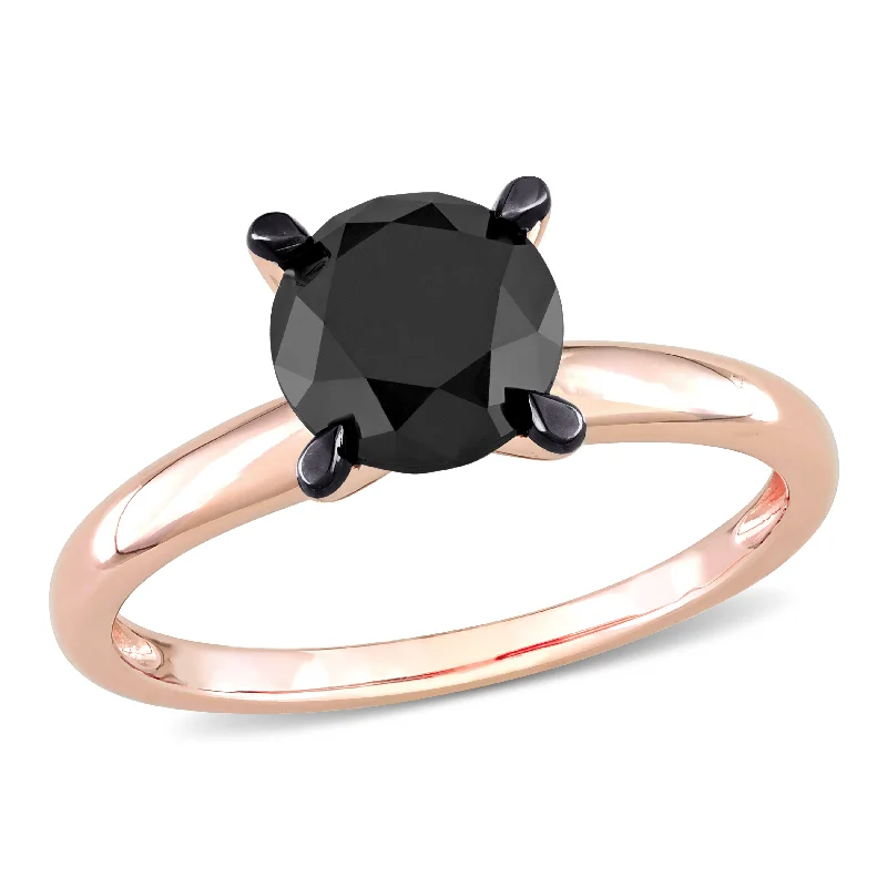 Ruby stone rings-Mimi & Max 2ct TW Black Diamond Solitaire Engagement Ring 14k Rose Gold