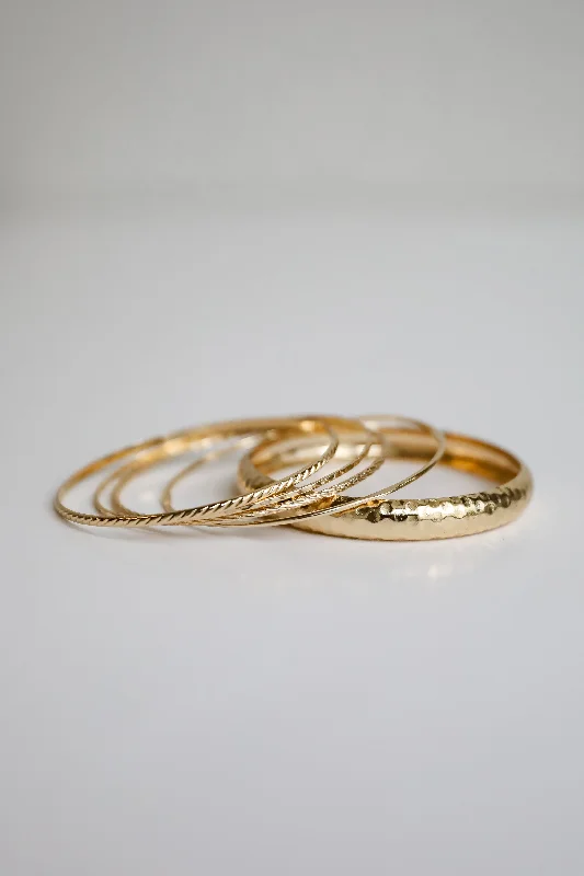 Hope charm bangles-Melody Gold Bangle Set