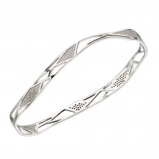 Blended metal bracelets-Fiorelli Silver Organic Cage Cubic Zirconia Bangle B5251C