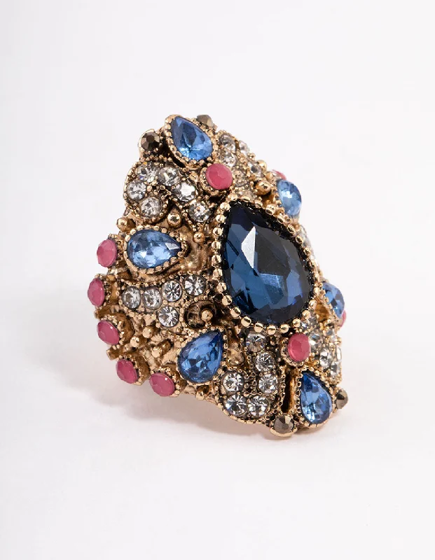 Gothic style rings-Gold Grand Pear Ring