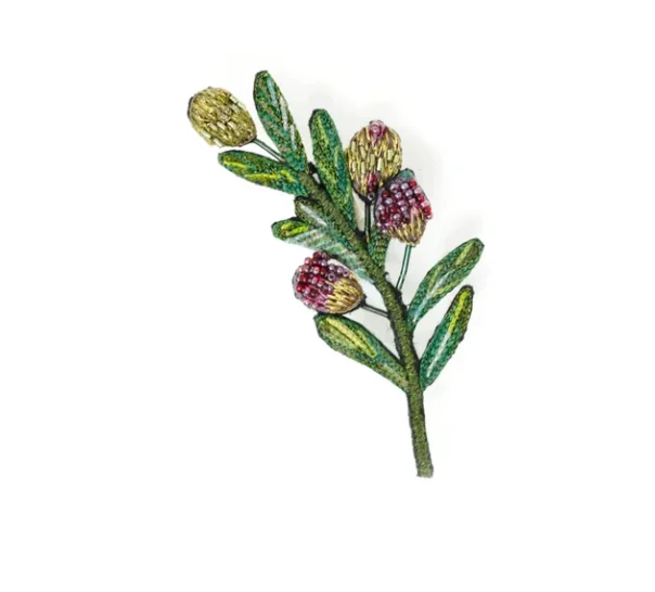 Tribal bead brooches-Trovelore - Olive Branch Brooch Pin