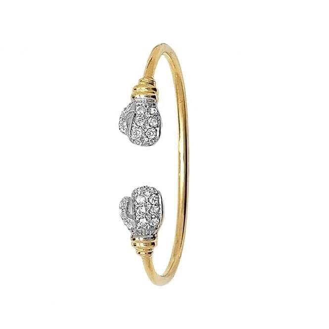 Multi-chain bracelets-9ct Yellow Gold Boxing Glove Bangle with Zirconia for Babies BN322CZ