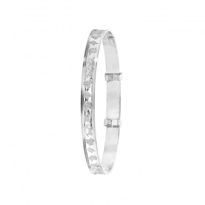 Open frame bracelets-Acotis Silver Baby's Diamond-Cut Expandable Bangle G4404