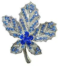 Rose gold brooches-Crystal Leaf Brooch, blue,  AC84010-4