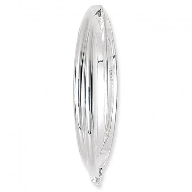 Firm clasp bangles-Acotis Silver Bangle Oval Plain Double D Shape Hinged G4127