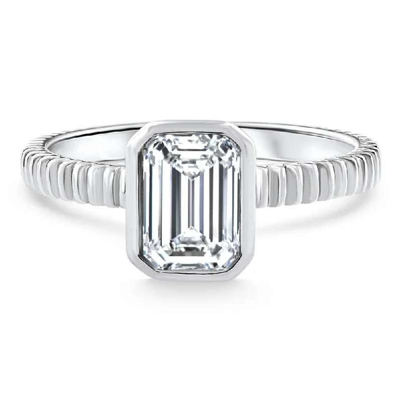 Pure crystal rings-1.52 Ct Emerald Cut Solitaire Diamond Engagement Ring 14k White Gold Lab Grown