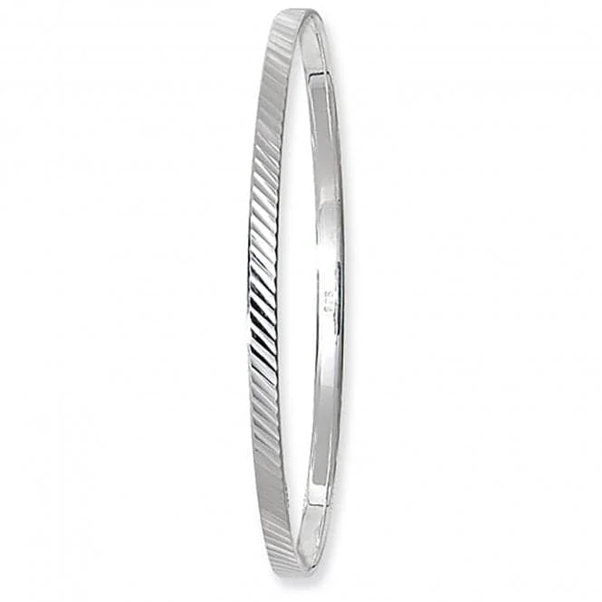 Flow shape bangles-Acotis Silver Bangle Round Dia Cut G4121