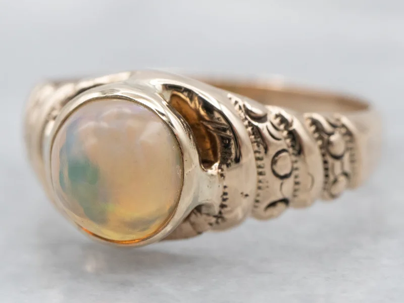 Bead-woven rings-Antique Opal Rose Gold Ring