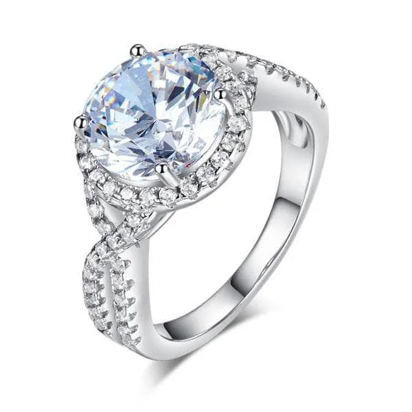 Small dot rings-3.0Ct Round Diamond Luxury Twisted Engagement Ring